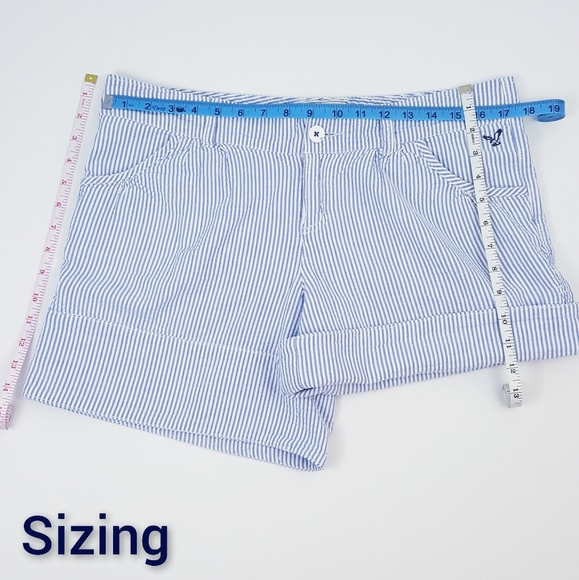 AMERICAN EAGLE OUTFITTERS Blue Striped Quality Linen Style Shorts - Picture 5 of 7